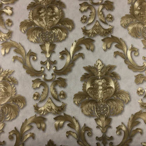 home & garden : Damast Behang Khaki Goud - Antiek Luxe Wandbekleding - Vinyl in Default Title van Pantino