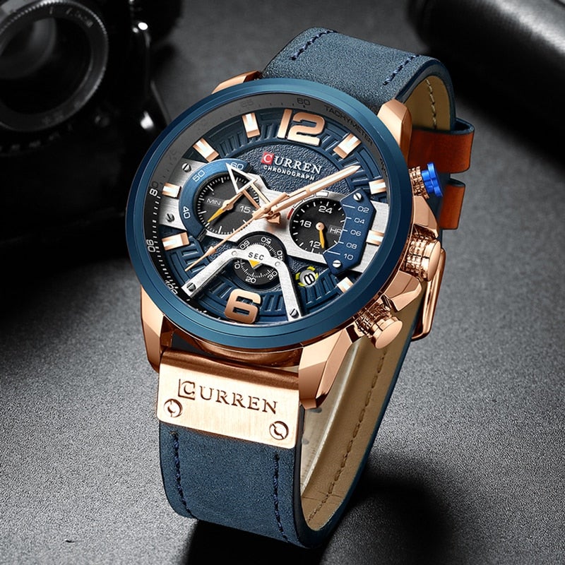 watches : Horloge Heren Zwart - Curren Polshorloge voor Rose + in Rose Goud + Blauw van Pantino