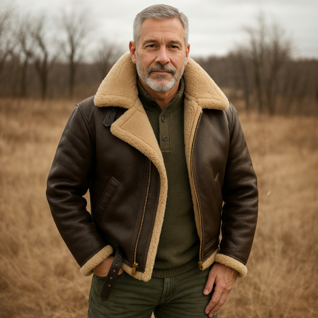 Men > Jackets : Kenmerkende leren jas van schapenvacht voor heren in van Pantinoshop