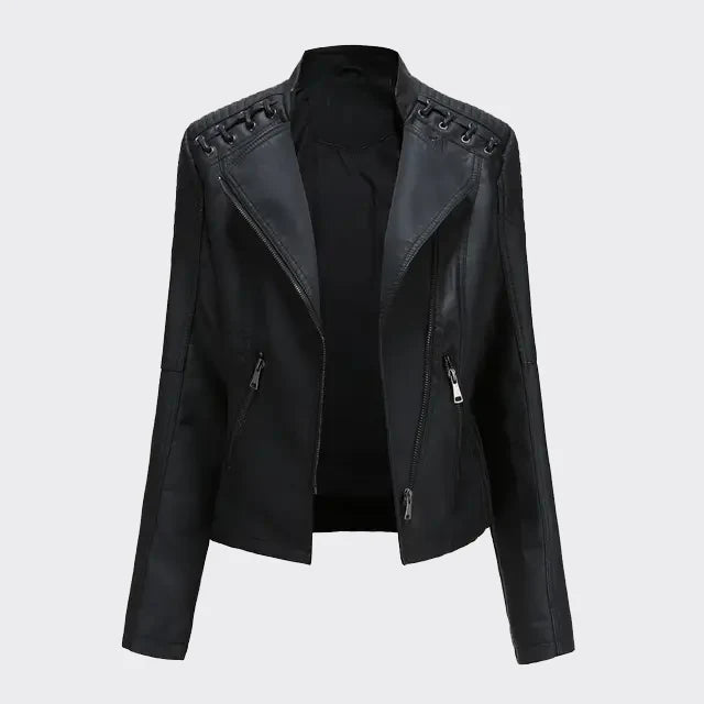 Jacket : Jas Imitatieleer - Zwart in Zwart van Pantino