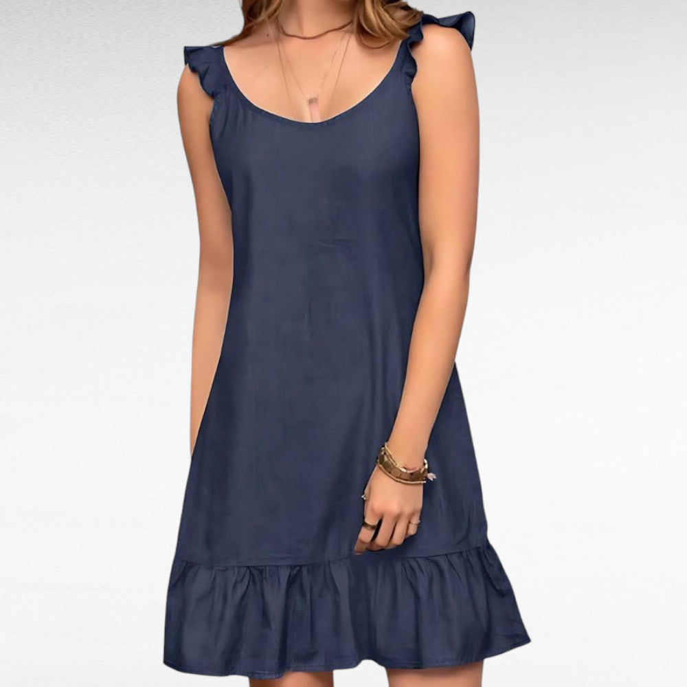 Dress : Jurk Zwart - Summerjurk in Marine blauw van Pantino