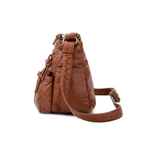 bags : Crossbody Tas Dames Bruin - Luxe Leren Draagtas Design - PU-Leer in van Pantino