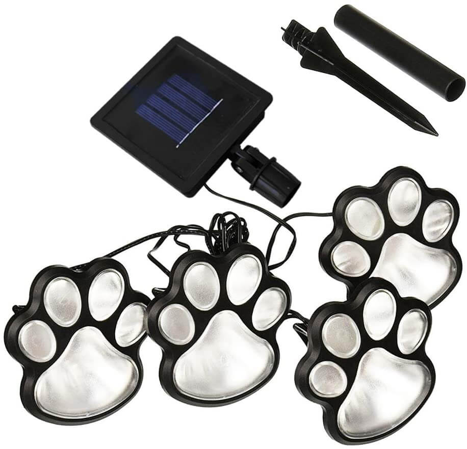 outdoor equipment : Paw Print Solar Lampjes Wit 4 Stuks - Tuin Pad Decoratie - Solar LED in van Pantino