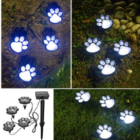 outdoor equipment : Paw Print Solar Lampjes Wit 4 Stuks - Tuin Pad Decoratie - Solar LED in van Pantino