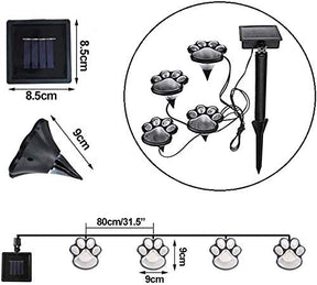 outdoor equipment : Paw Print Solar Lampjes Wit 4 Stuks - Tuin Pad Decoratie - Solar LED in van Pantino