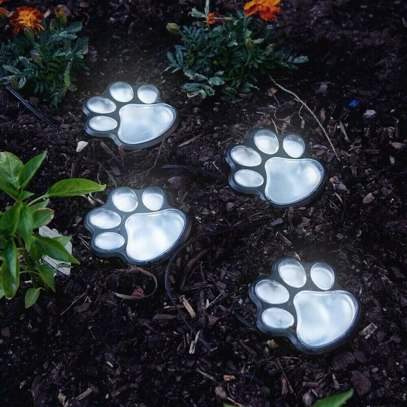 outdoor equipment : Paw Print Solar Lampjes Wit 4 Stuks - Tuin Pad Decoratie - Solar LED in van Pantino