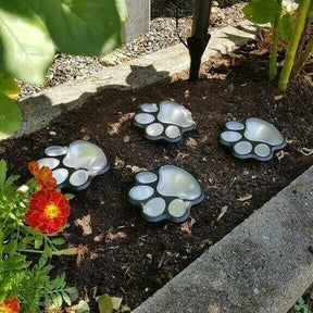 outdoor equipment : Paw Print Solar Lampjes Wit 4 Stuks - Tuin Pad Decoratie - Solar LED in van Pantino