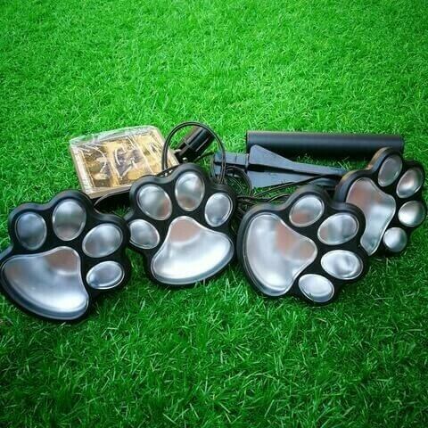 outdoor equipment : Paw Print Solar Lampjes Wit 4 Stuks - Tuin Pad Decoratie - Solar LED in van Pantino