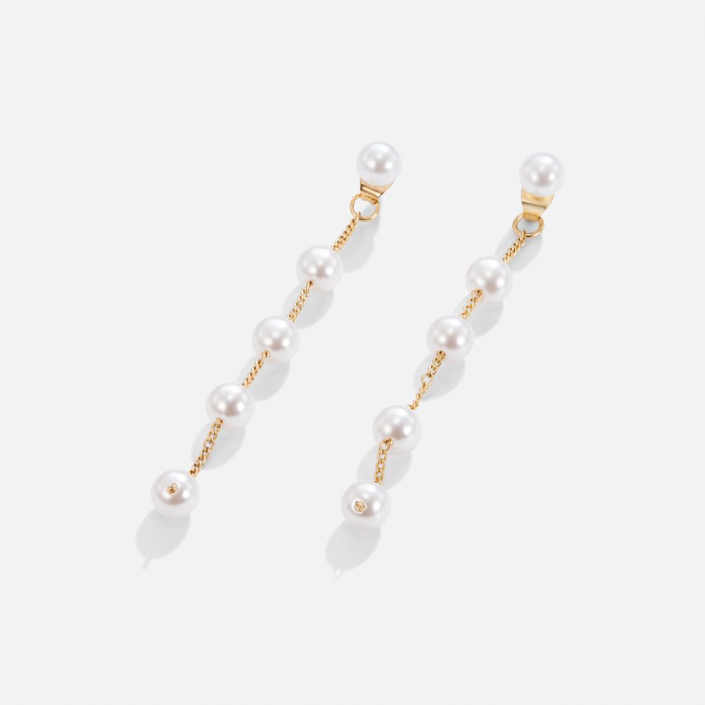 Earrings : Oorbellen Roze - Pearl Drop 5cm in van Pantino