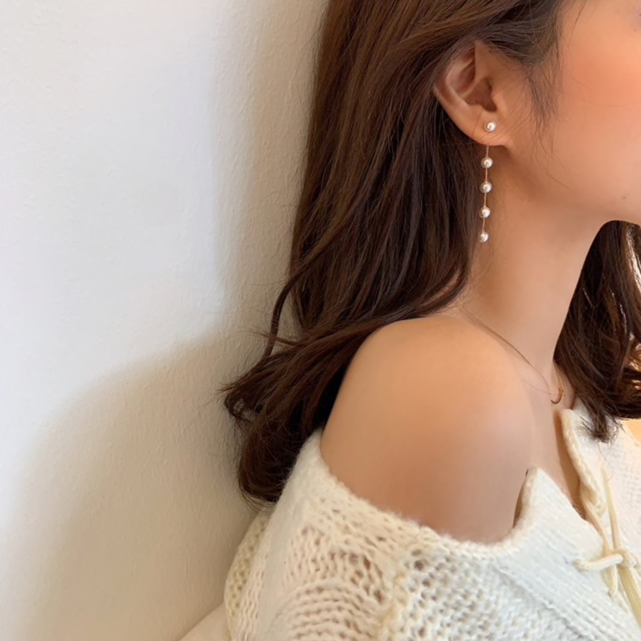 Earrings : Oorbellen Roze - Pearl Drop 5cm in van Pantino