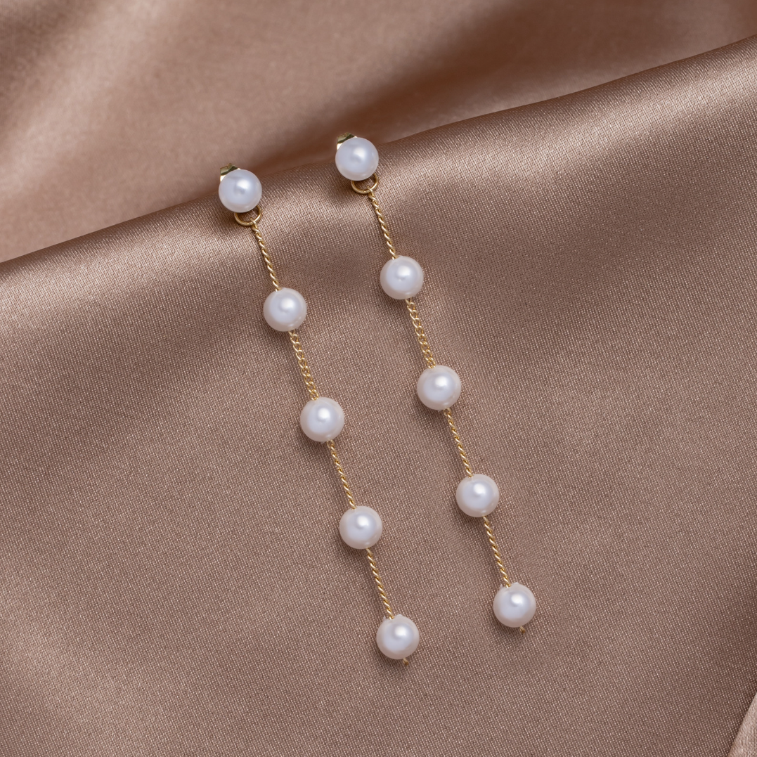 Earrings : Oorbellen Roze - Pearl Drop 5cm in Goud van Pantino