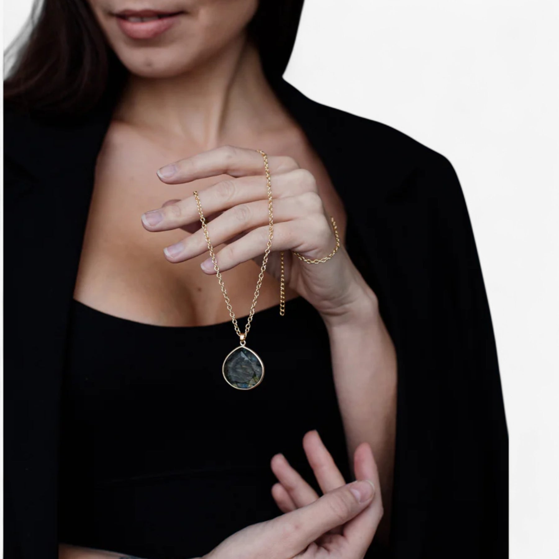 Necklace : Natuurlijke Labradoriet Gouden in van Pantino