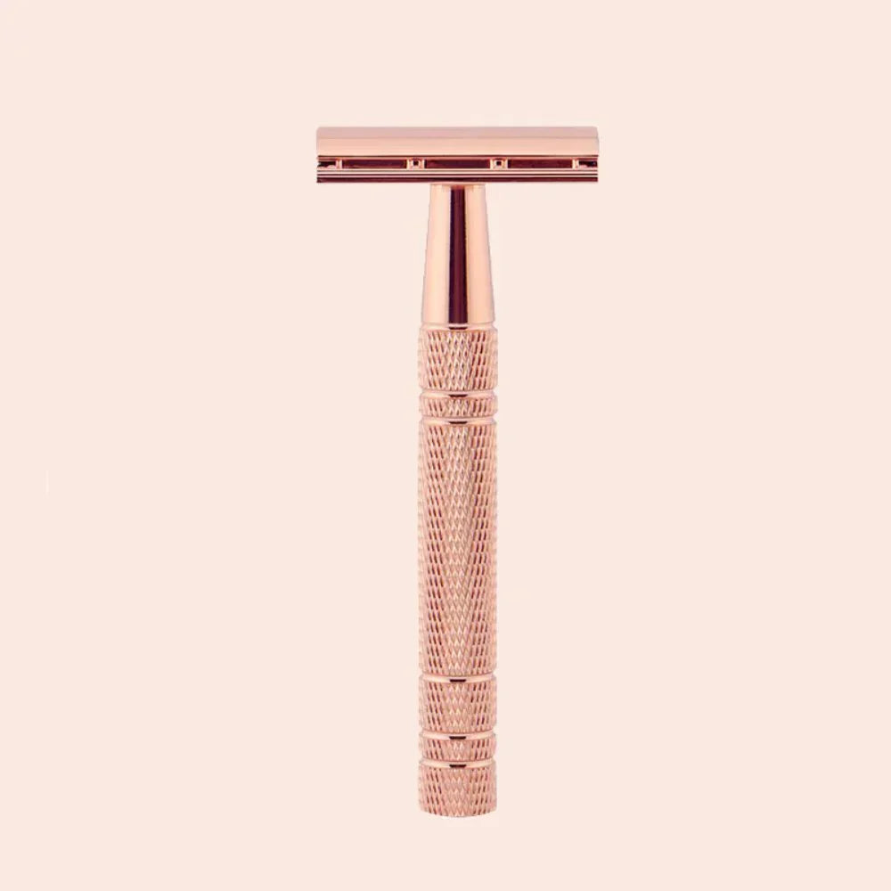 Safety Razor Set : SmoothShave Veiligheidsscheermes + 10 Premium Mesjes - Goud in Roségoud (+10 messen) van Pantino