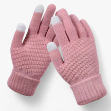 Gloves : Kunststof Handschoenen - Volledige Vinger Snit en Griprand voor de Winter - Khaki in roze Één maat van Pantino