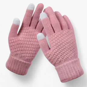 Gloves : Kunststof Handschoenen - Volledige Vinger Snit en Griprand voor de Winter - Khaki in roze Één maat van Pantino