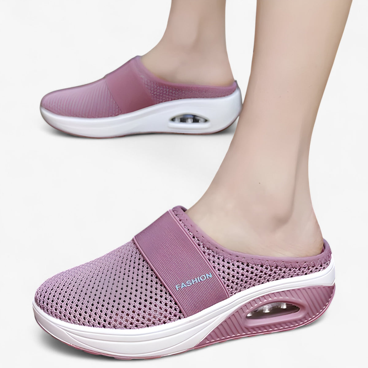Slippers : Slippers Dames Zwart - Ademend Comfortabele Mesh in Roze van Pantino
