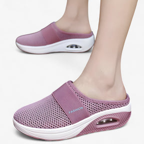 Slippers : Slippers Dames Zwart - Ademend Comfortabele Mesh in Roze van Pantino