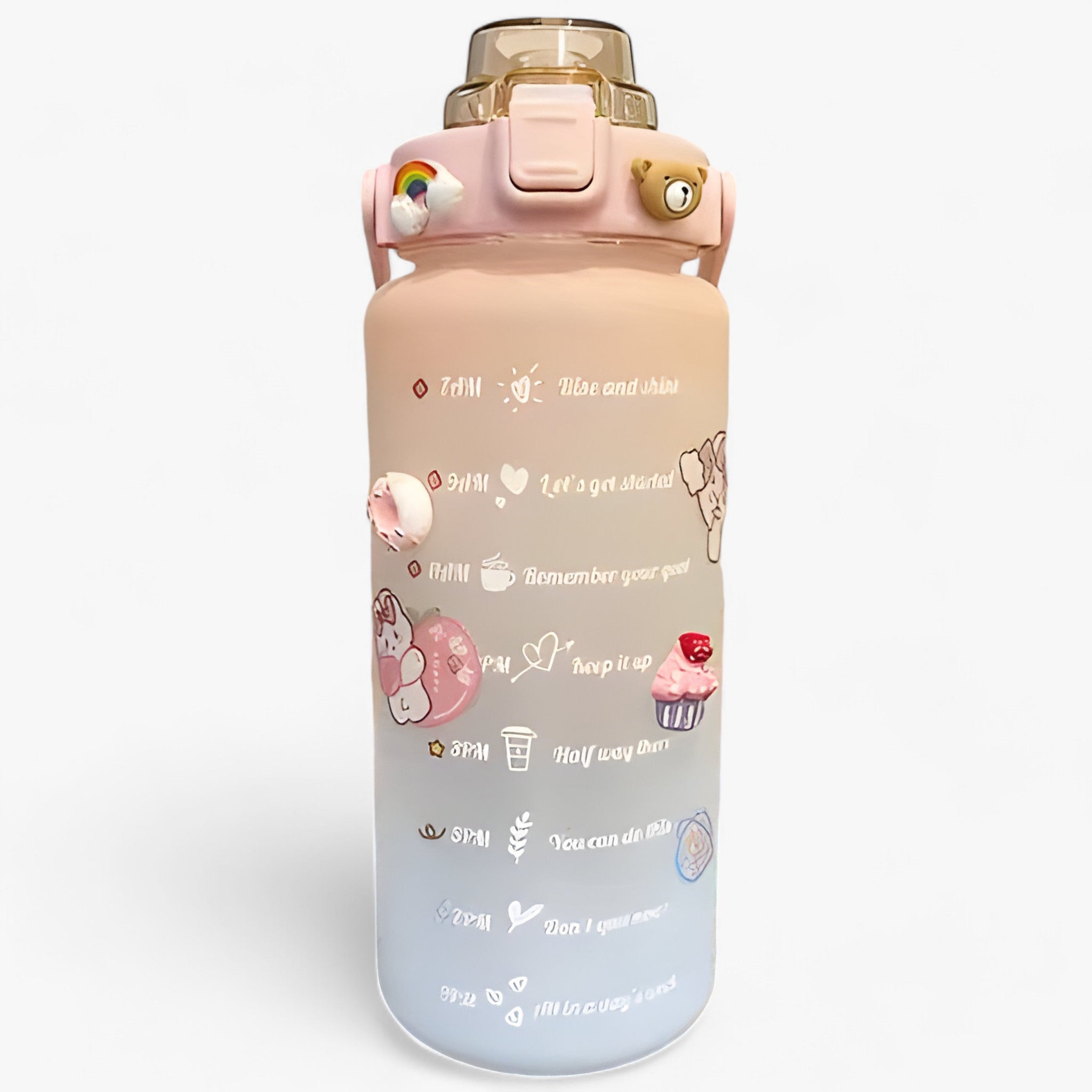 other : HydroMax - Grote Waterfles - Grote Capaciteit voor Hydratatie de Hele Dag door in 2L 3D Sticker Roze Blauw van Pantino