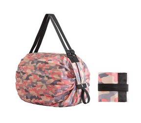 bags : Portable Shopping Bag - Zwart Luipaard in Roze Camouflage van Pantino