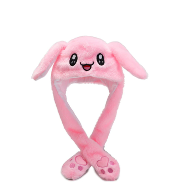 Hat : Moving Bunny Hat Baby - Blauw met Licht in Roze Konijn van Pantino