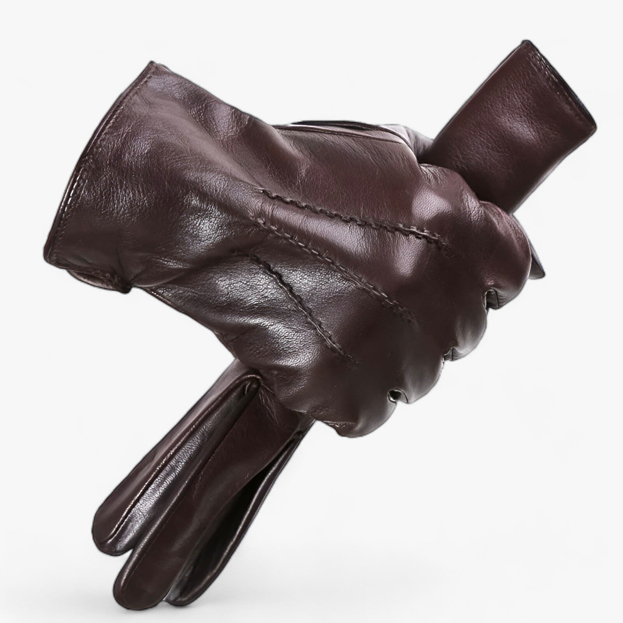Gloves : Handschoenen Zwart - RippleWarm - Schapenvacht Winter in Donkerbruin van Pantino
