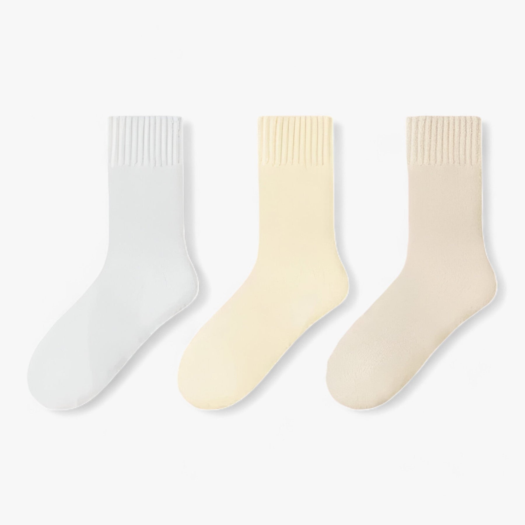 Socks : Sokken Heren 3 Witte Paren - Wol -Set - Warm en Gezellig Comfortabel 3 Witte Paren in wit-geel-havermout Maten 34-40 van Pantino