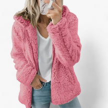 Jacket : Dames Wollen Jas Lichtgrijs met Fleece Voering - Warme Winterjas in Roze van Pantino