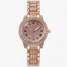 watches : Luxe Horloge met Volledige Diamanten Dames - Elegant en Modieus voor - Zilver in Roze goud van Pantino