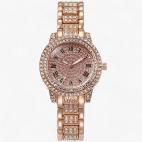 watches : Luxe Horloge met Volledige Diamanten Dames - Elegant en Modieus voor - Zilver in Roze goud van Pantino