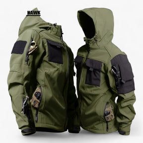 outdoor equipment : TraI - Tactische Herenjack met Capuchon - Dikke Softshell Waterdicht met Meerdere Zakken in Groen van Pantino