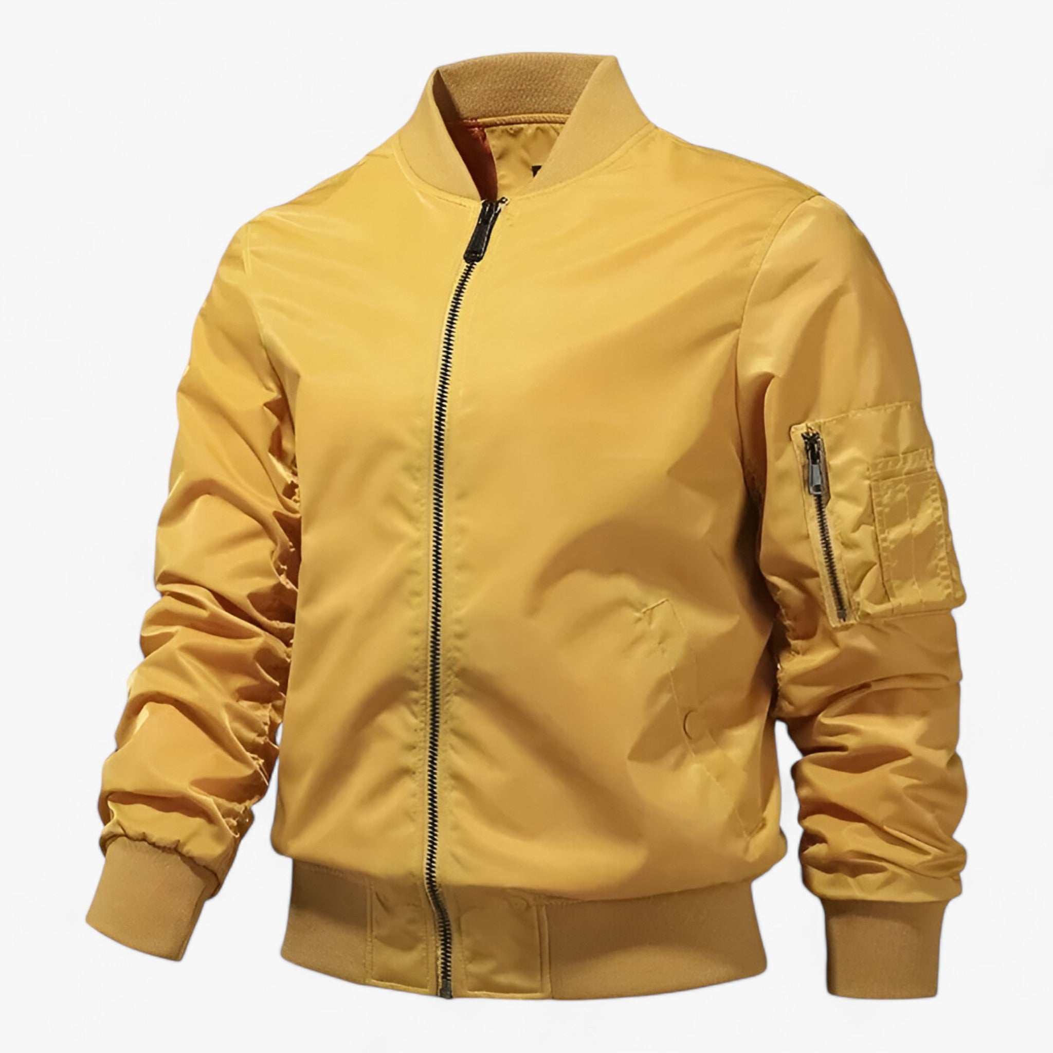 Bomber Jacket : Pilotenjacke Heren - Staande Kragen Vliegerjack Eenkleurig - Zwart in Geel van Pantino