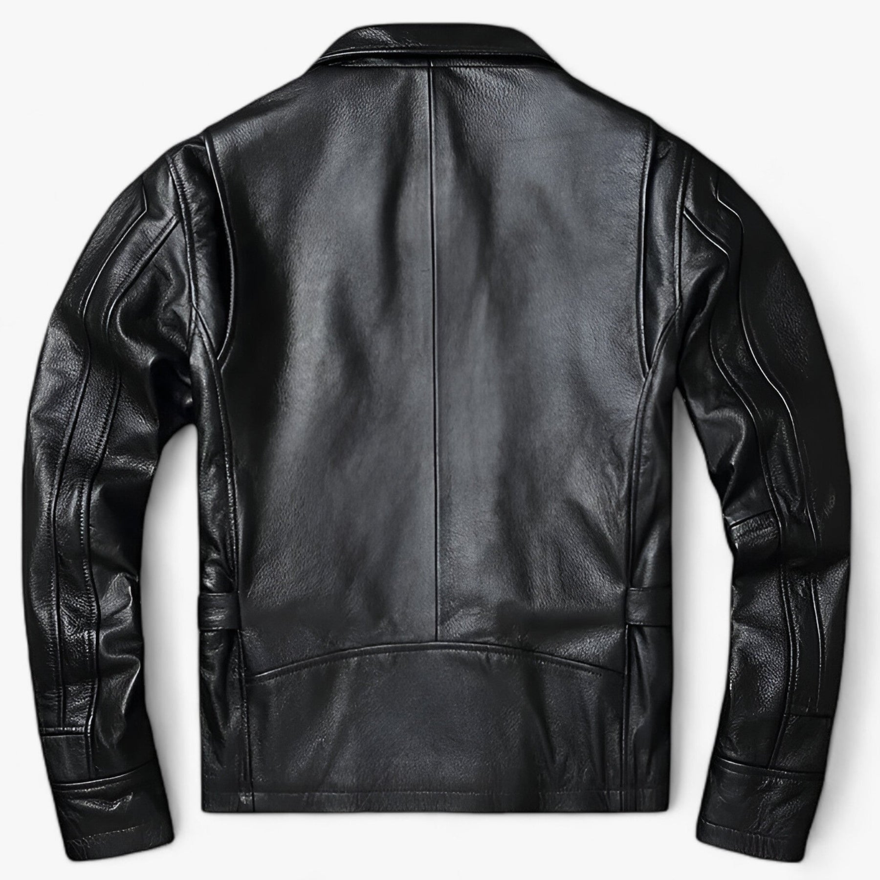 Leather Biker Jacket : Jack Heren Puur Zwart - Leren Bikerjack - Vintage Biker Warmte in van Pantino