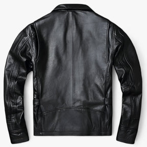 Leather Biker Jacket : Jack Heren Puur Zwart - Leren Bikerjack - Vintage Biker Warmte in van Pantino