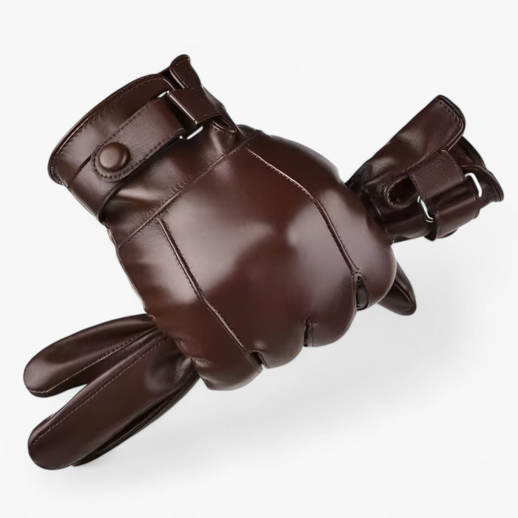 Gloves : Handschoenen Heren Zwart - Leren - Warmte van Echt Lamswol voor de Winter in Bruin One size van Pantino