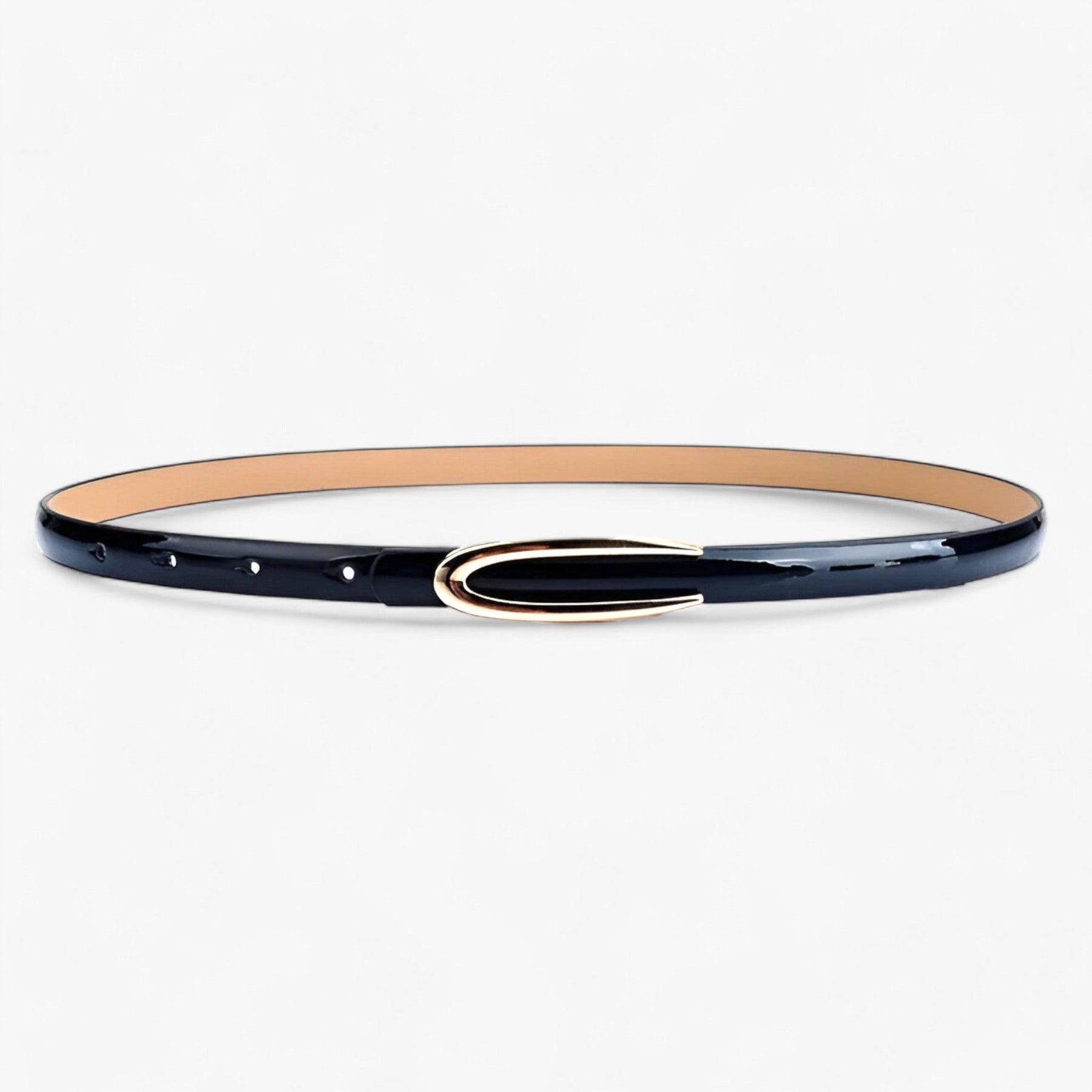 Belt : Elegante Jurk Skinne Patenten Leren Riem - Verfijnt Je Look - Rood in Zwart 105CM van Pantino