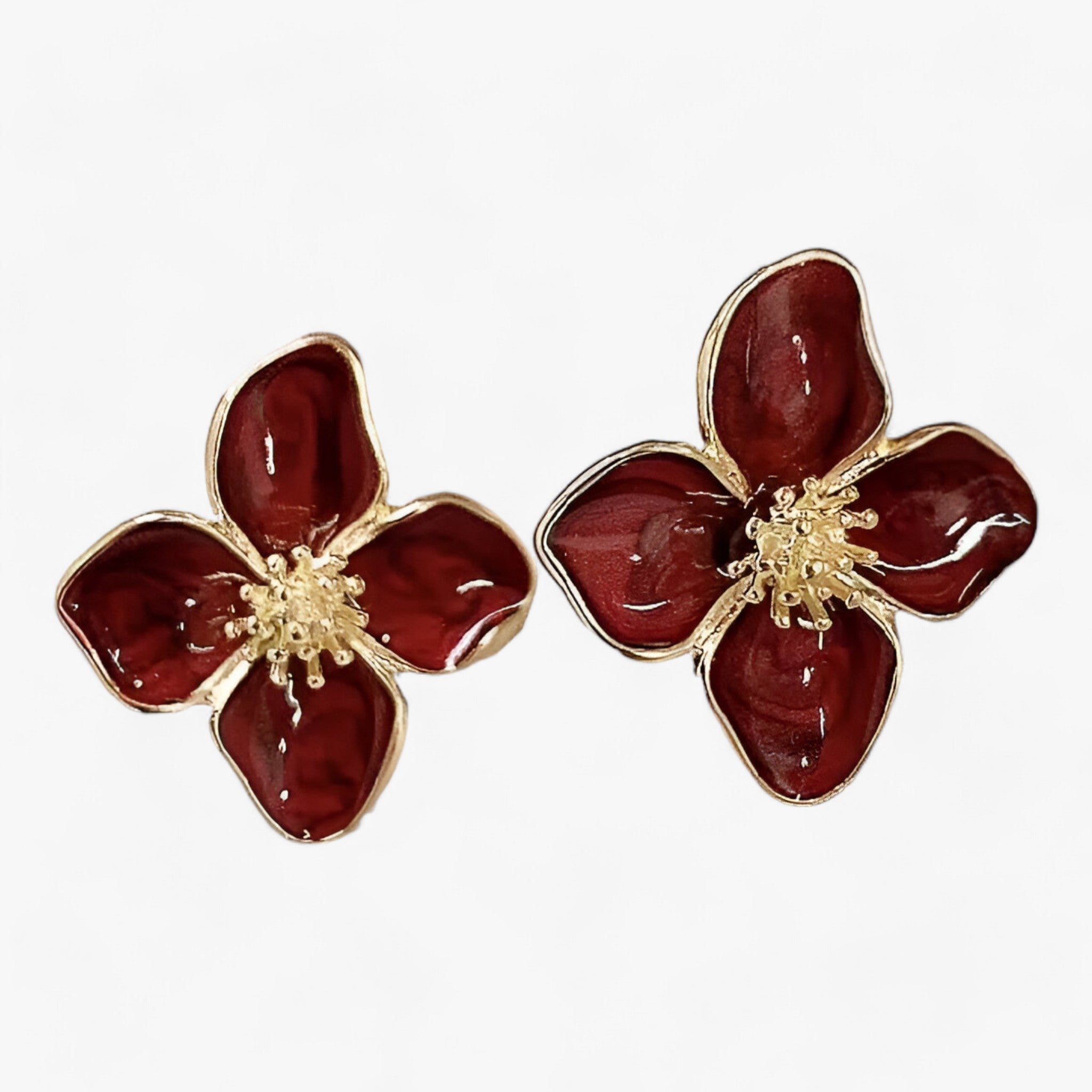 Earrings : Oorbellen Dames - Rode Bloem - Retro Luxe Elegant in van Pantino