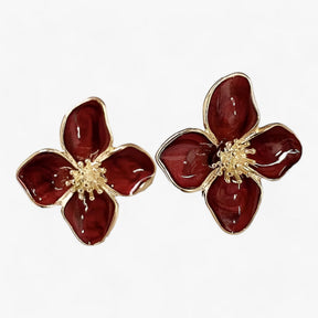 Earrings : Oorbellen Dames - Rode Bloem - Retro Luxe Elegant in van Pantino