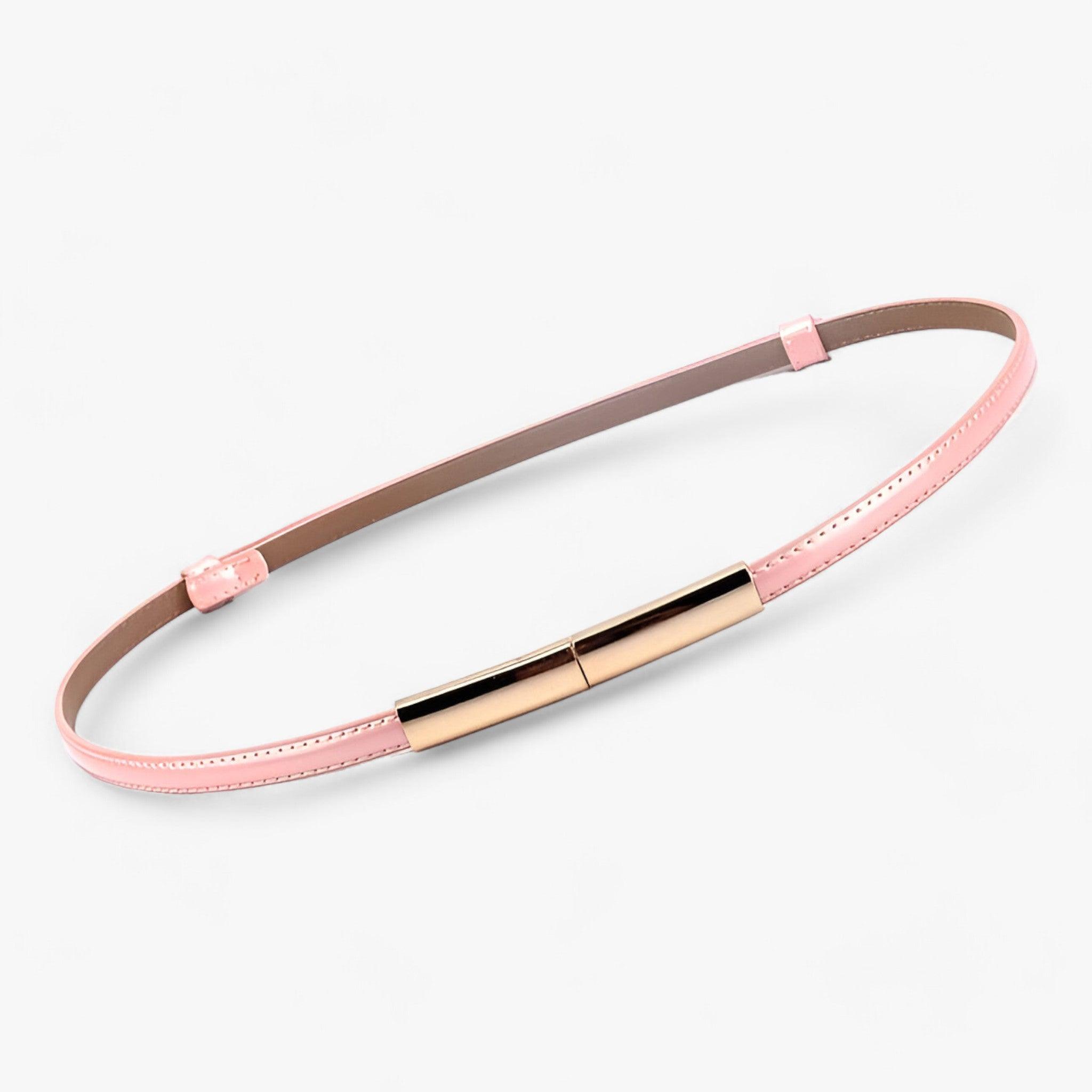Women's Belt : Riem Dames Zwart - Aanpasbaar Leren Leer in Roze 95cm van Pantino