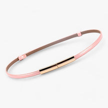 Women's Belt : Riem Dames Zwart - Aanpasbaar Leren Leer in Roze 95cm van Pantino