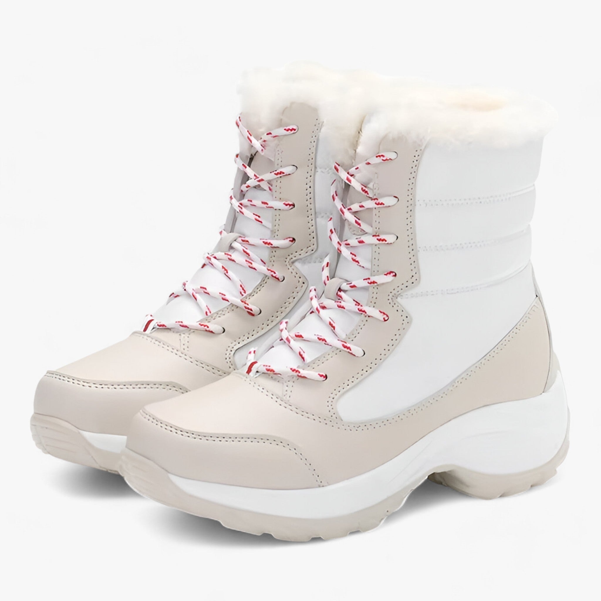 Boots : Orthopedische Laarzen van Kunstbont Dames - Waterdichte en Warmte Biedende Winterondersteuning - Crème in Crème van Pantino