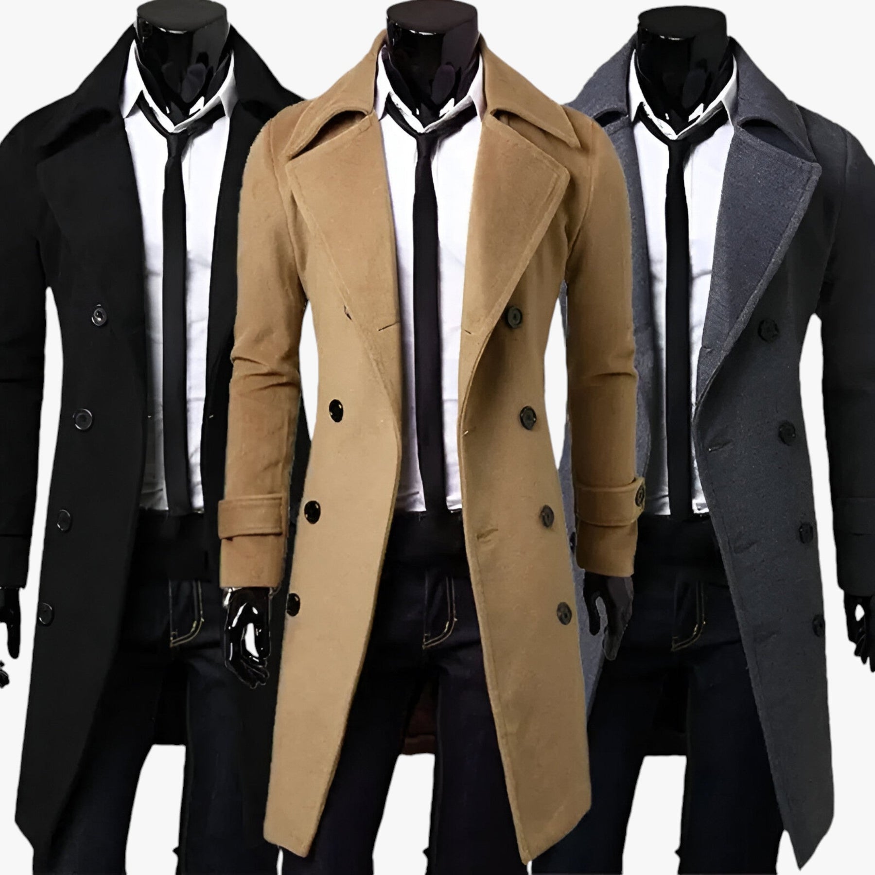 Trench Coat : Trenchcoat voor Heren - Thermoregulerende Elegantie Zwart in van Pantino