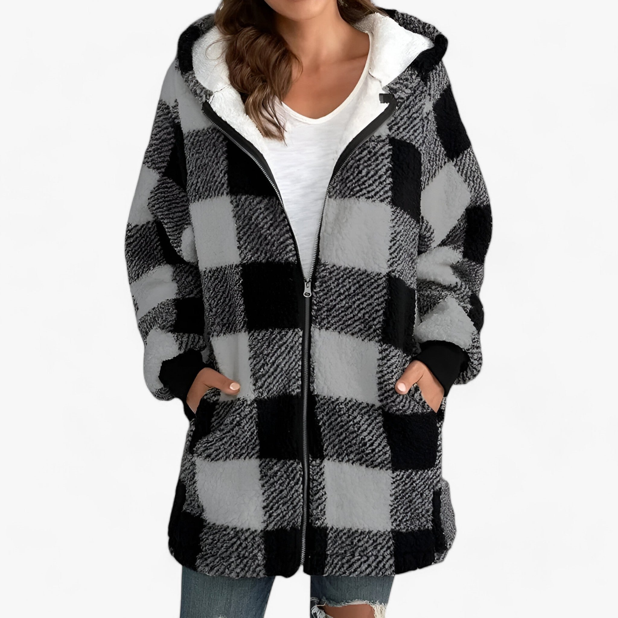 Hoodie Jacket : Jas Dames Blauw - Oversized Lange met Capuchon voor - Ultiem Comfort en Stijlvolle Warmte in Grijs van Pantino
