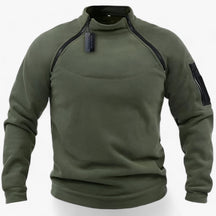 Fleece Jacket : Pullover Heren Olijf - Fleece- met Windbescherming - Tactisch & Casual met Stijve Krage in Olijf van Pantino