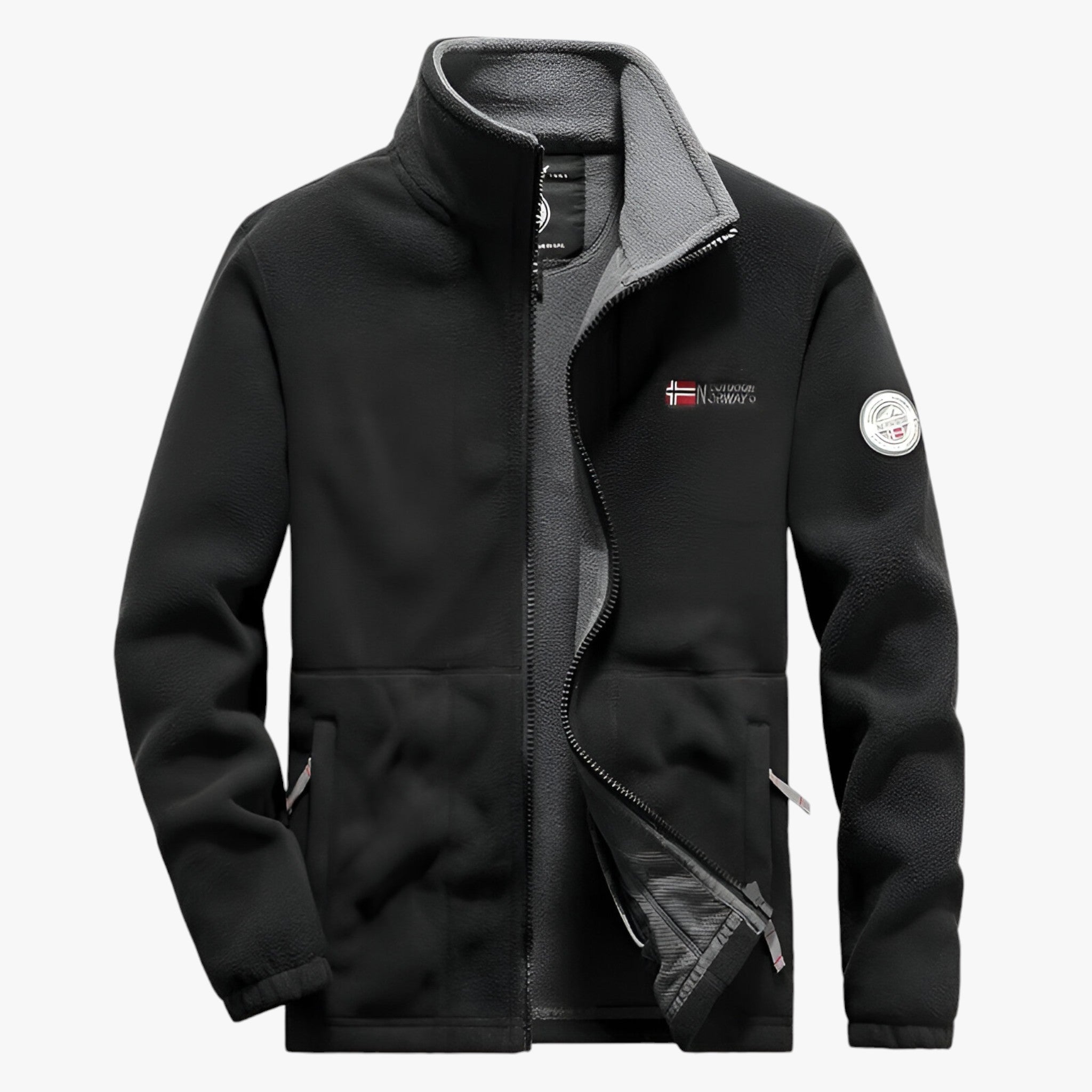 Fleece Jacket : Fleecejas - Comfortabel en Koudbestendig met Extra Zakken in Zwart van Pantino