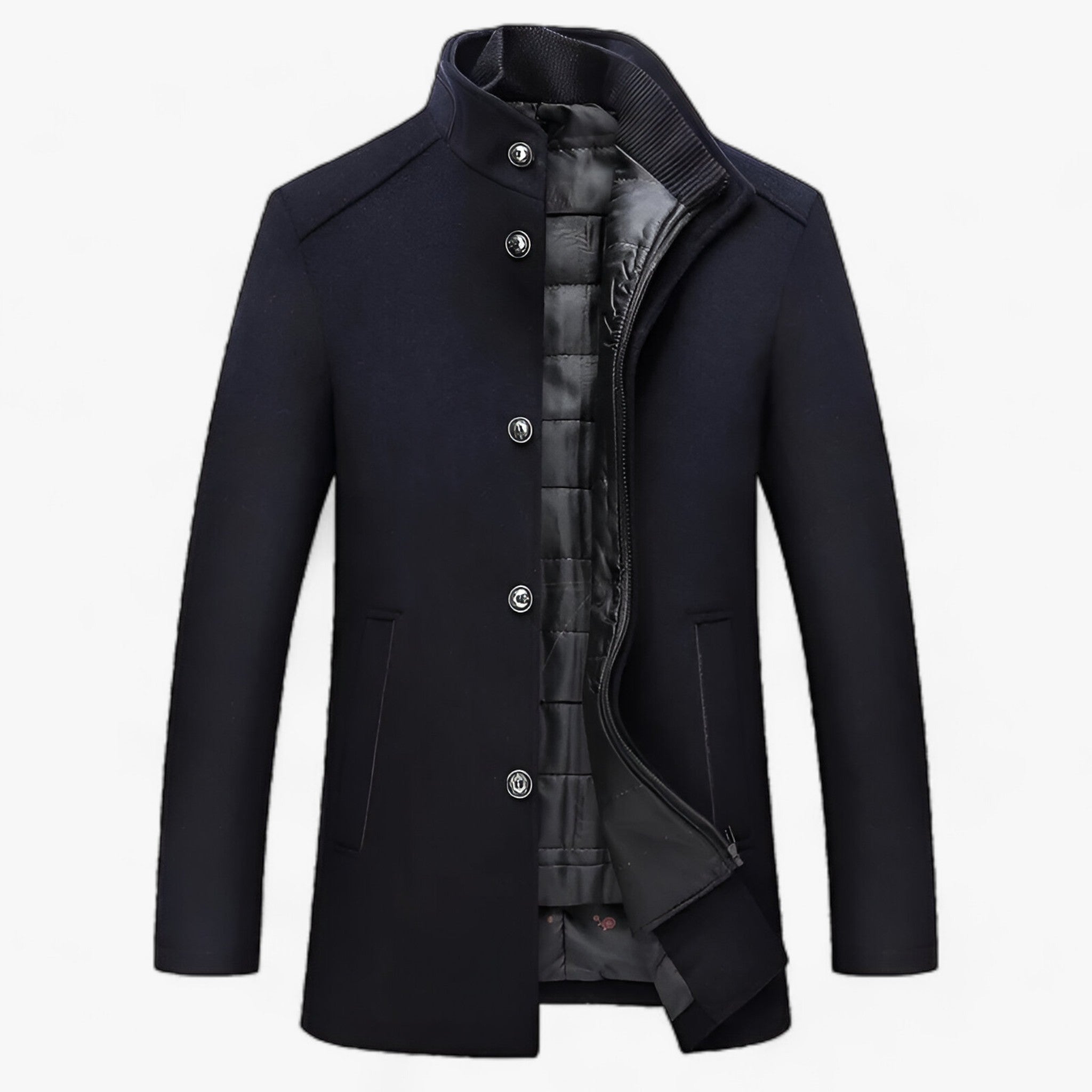 Trench Coat : Warmte voor Herfst & Winter Heren Marineblauw in Marineblauw van Pantino