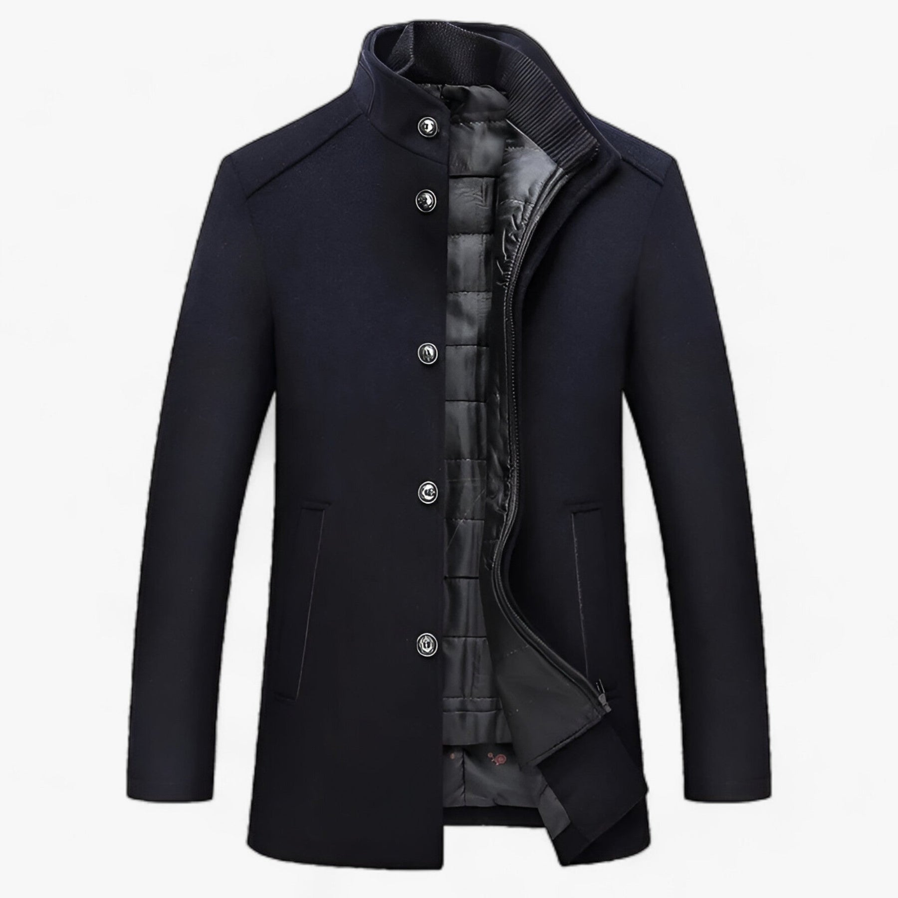 Trench Coat : Warmte voor Herfst & Winter Heren Marineblauw in Marineblauw van Pantino