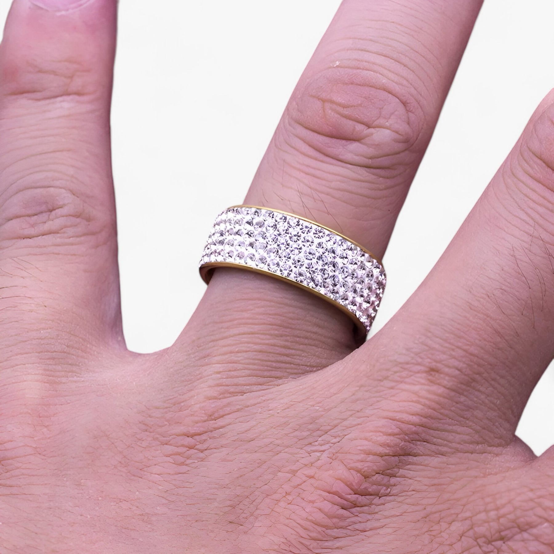 Ring : Ring Dames Zilver - Kristallen Trouwring - Elegante Roestvrij Staal in van Pantino
