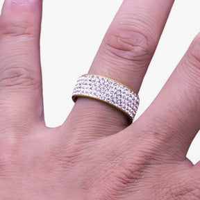 Ring : Ring Dames Zilver - Kristallen Trouwring - Elegante Roestvrij Staal in van Pantino