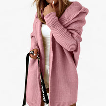 Cardigan : Cardigan Lavendel - Gebreide Hoodie - Chic en Comfortabel voor de Herfst in Roze van Pantino