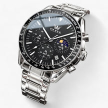 watches : Maansfenomenen Klok - Een Combinatie van Stijl en Functionaliteit - Alles Zwart in Zwart Zilver van Pantino